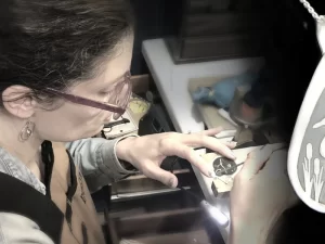 Artist workbench filing silver pendant