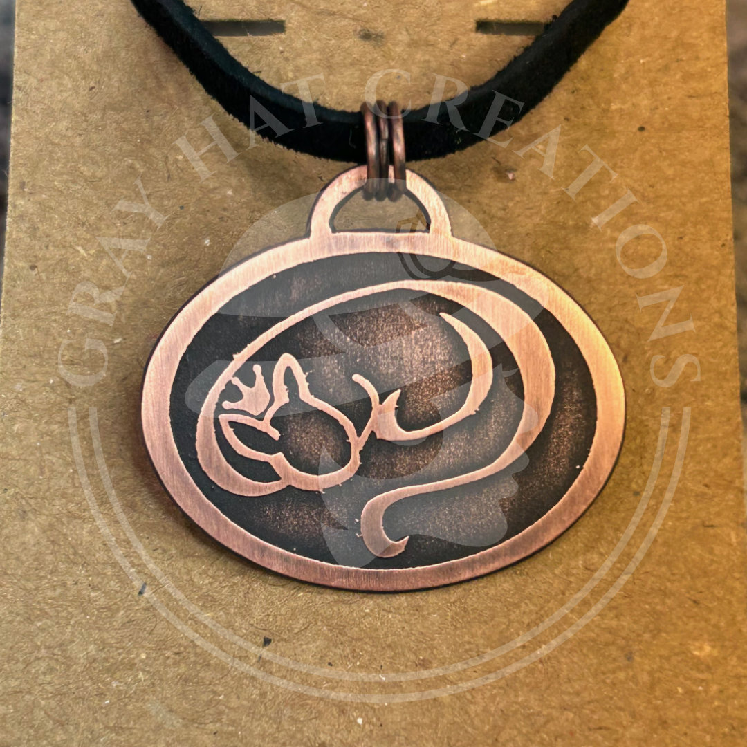 Sassy cat with crown copper pendant